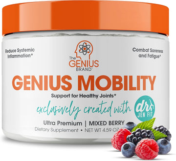 Genius Mobility & Joint Support Supplement Powder - Move Better W/Turmeric & Nem Egg Shell Membrane, Knee, Back, & Hip Support For Joint Health, Super Strength For Aches & Soreness Free By Docjenfit