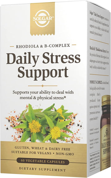 Solgar Daily Stress Support,60 Vegetable Capsules – Build Resistance To Stress & Mental Fatigue – Support Ability To Stay Calm – Contains Clinically-Studied Rhodiola & B-Complex,Non-Gmo,60 Servings