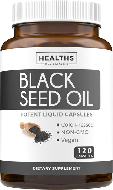 Black Seed Oil - 180 Softgel Capsules (Non-Gmo & Vegan) Premium Cold-Pressed Nigella Sativa Producing Pure Black Cumin Seed Oil With Vitamin E - 500Mg Each, 1000Mg Per 2 Capsule Serving