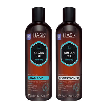 Hask Argan Oil Repairing Shampoo + Conditioner Set For All Hair Types, Color Safe, Gluten-Free, Sulfate-Free, Paraben-Free, Cruelty-Free - 1 Shampoo And 1 Conditioner