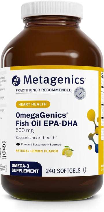 Metagenics Omegagenics Fish Oil Epa-Dha 500 Mg - Supports Cardiovascular Health* - Fish Oil Epa Dha - Purity & Quality Tested - Non-Gmo & Gluten-Free - 240 Count