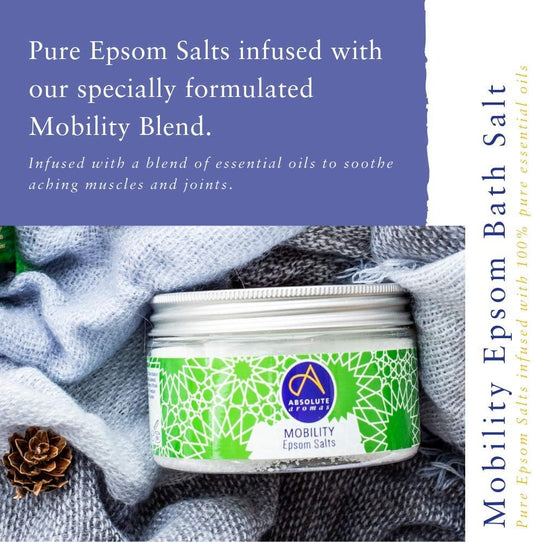 Absolute Aromas Mobility Bath Salts 575G - Natural Pink Coarse Himalayan Salt Infused With 100% Pure Essential Oils Of Ginger, Eucalyptus, Peppermint And Rosemary