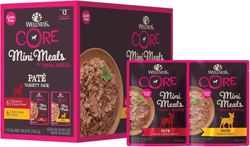 Wellness Core Natural Grain Free Small Breed Mini Meals Pate Variety Pack, 3-Ounce (Pack Of 12)