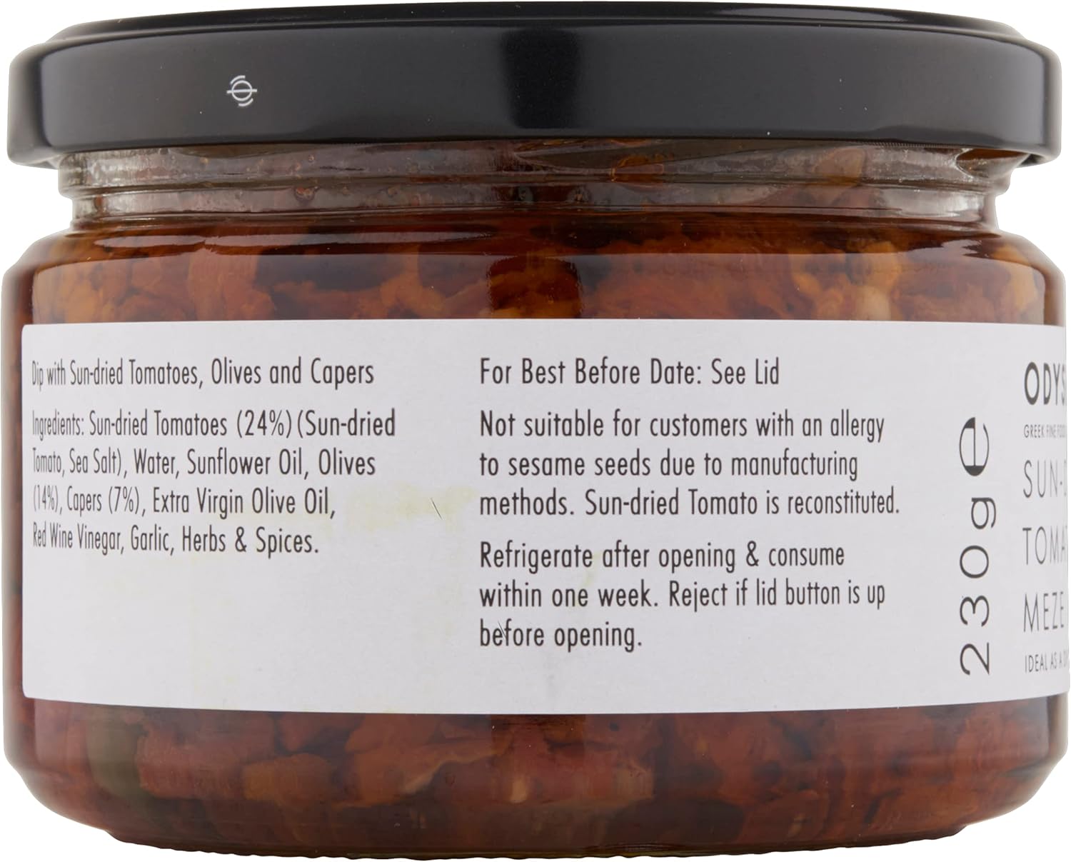 Odysea Sun-Dried Tomato Meze, Glass Jar, 230 G