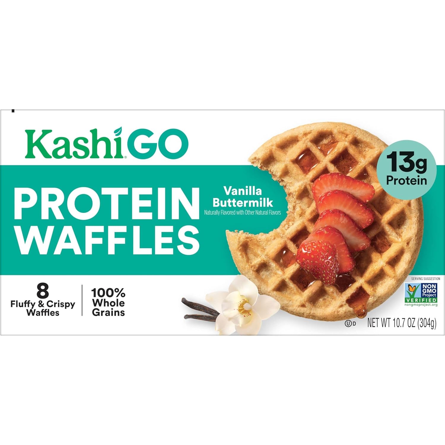 Kashi Go Frozen Protein Waffles, 10.7 Oz, 8 Ct Box : Grocery & Gourmet Food