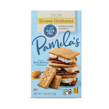 Pamela's Gluten Free Graham Crackers, Honey, Pie Crust, S'mores & Snacks, 7.5 Ounce (Pack of 6)