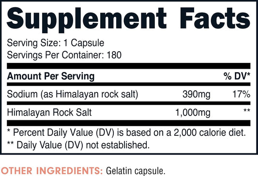 Bucked Up Himalayan Salt 1000Mg Capsules, Bucked Up Essentials (180 Servings)
