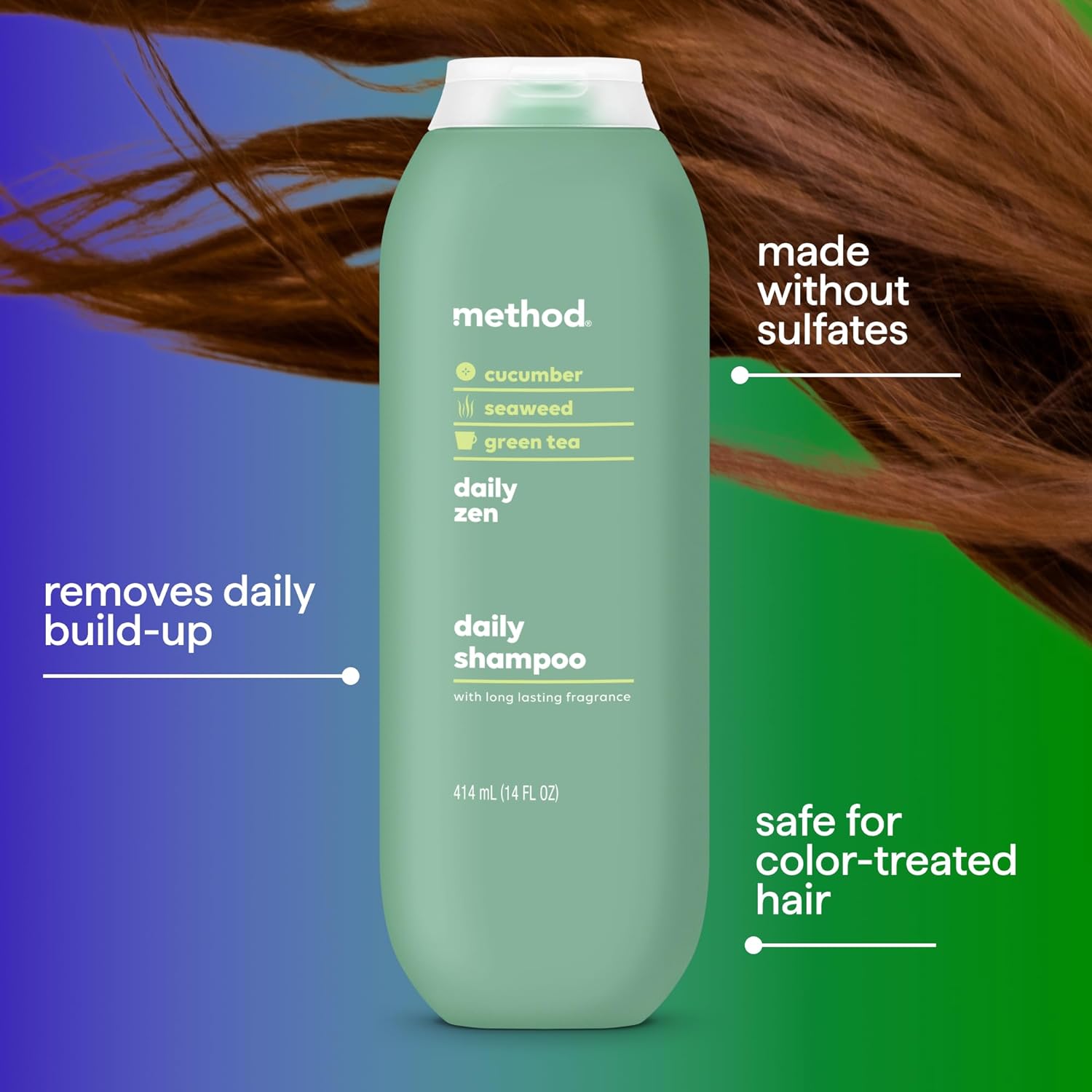 Method Everyday Shampoo, Daily Zen with Cucumber, Green Tea, and Seaweed Scent Notes, Paraben and Sulfate Free, 14 oz (Pack of 1) : Beauty & Personal Care