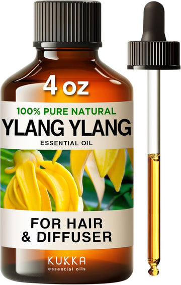 Kukka Ylang-Ylang Essential Oil For Diffuser - 100% Natural Ylang Ylang Essential Oil For Skin - Ylang Ylang Oil For Hair & Aromatherapy - Soap Making Scent & Diy (4 Fl Oz)