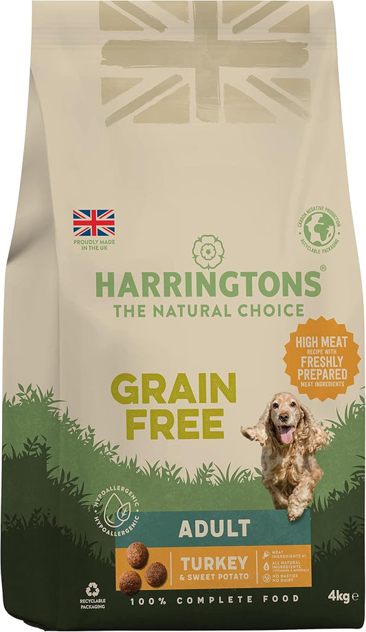 Harringtons Complete Grain Free Hypoallergenic Turkey & Sweet Potato Dry Adult Dog Food 4kg (Pack of 3) - Made with All Natural Ingredients?GFHYPT-C4
