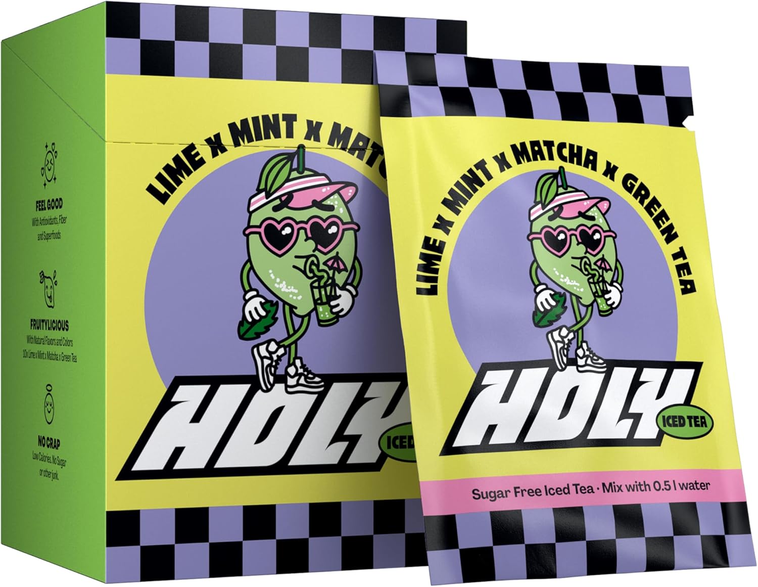 Holy Iced Tea 10 Tasting Box ‘Acai X Hibiscus’ With Acai Hibiscus Flavor Powder | 10 Servings With Antioxidants & Superfoods | Sugar Free Iced Tea | Vegan With 100% Natural Fruit Flavors