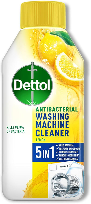 Dettol Washing Machine Cleaner Citrus 250 Ml - Deep Clean Antibacterial Drum Treatment, Prevents Odours, Kills 99.99% Germs, Fresh Laundry Solution, Effective Hygiene, Odour-Free Performance