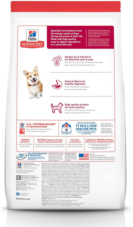 Hill's Science Diet Adult 1-6, Adult 1-6 Premium Nutrition, Small Kibble, Dry Dog Food, Chicken & Barley, 15 lb Bag