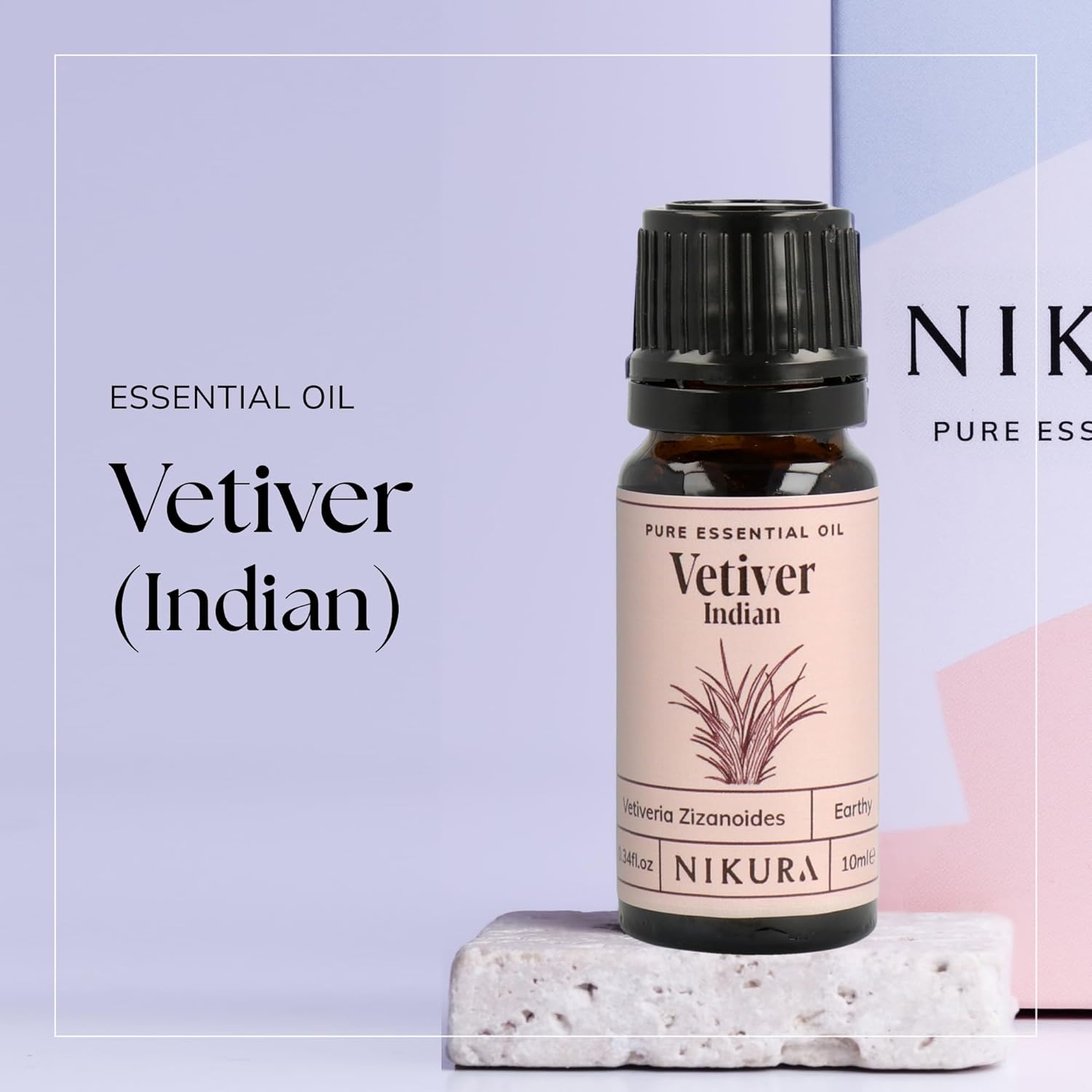 Nikura Vetiver (Indian) Essential Oil - 10ml | 100% Pure Natural Oils | Perfect for Study Focus, Perfume Base, Insect Repellent | Great for Self Care, Diffusers, Aromatherapy | Vegan & UK Made : Amazon.co.uk: Home & Kitchen