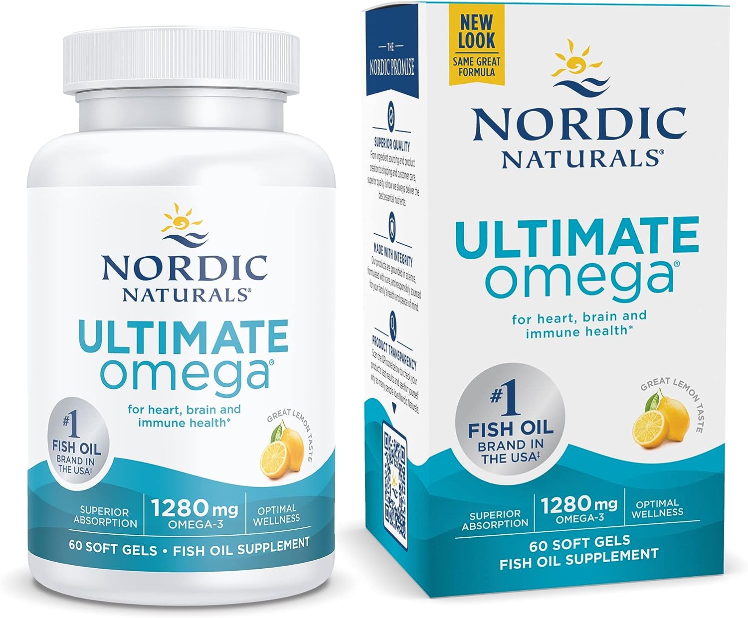 Nordic Naturals Ultimate Omega, Lemon Flavor - 60 Soft Gels - 1280 mg