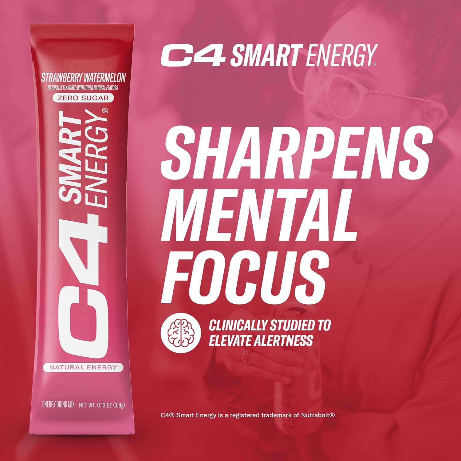 C4 Smart Energy Powder Stick Packs - Sugar Free Performance Fuel & Nootropic Brain Booster, Coffee Substitute or Alternative | Strawberry Watermelon - 14 Count : Health & Household