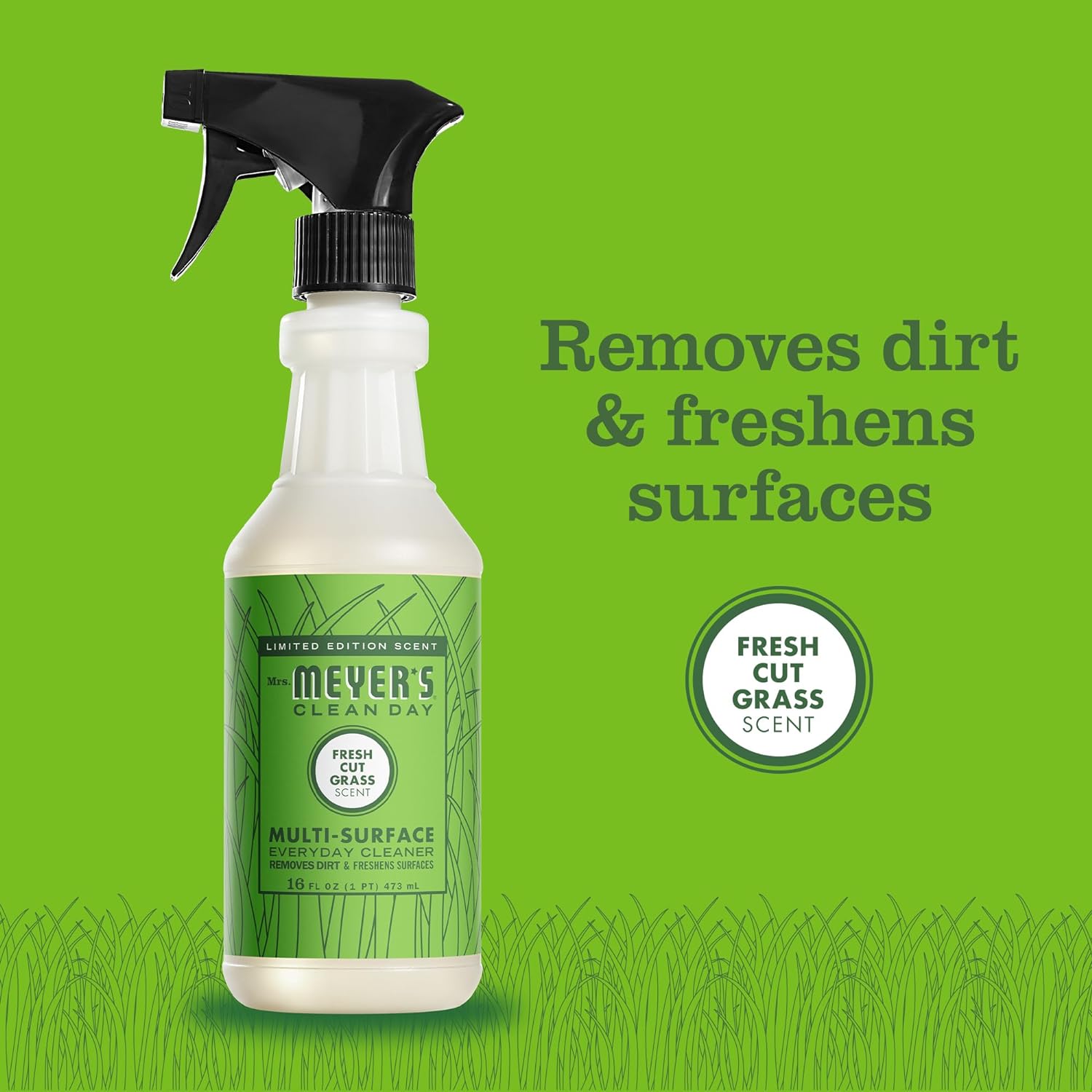 Mrs. Meyer'S Clean Day Multi-Surface Everyday Cleaner, Fresh Cut Grass Scent, 16 Ounce Bottle