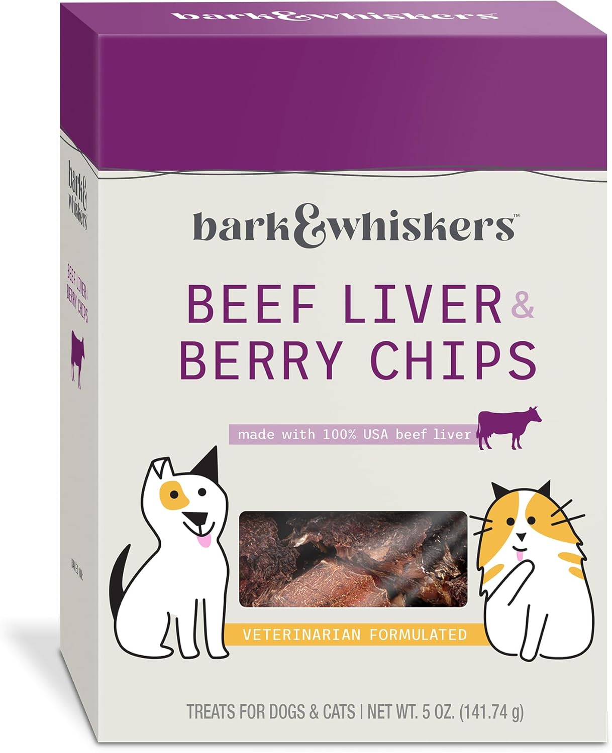 Dr. Mercola Bark & Whiskers Beef Liver & Berry Chips For Dogs & Cats, 5 Oz. (141.74 G), Made With 100% Usa Beef Liver, Digestive Support, Veterinarian Formulated, Non-Gmo