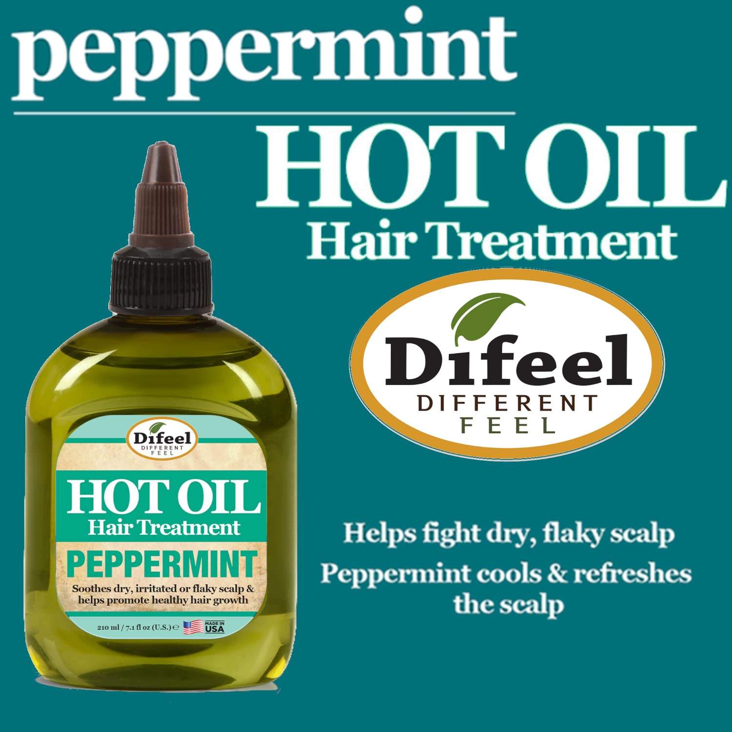 Difeel Peppermint Hot Oil Treatment for Dry, Irritated or Flaky Scalp - 7.1 oz Hair Treatment : Beauty & Personal Care