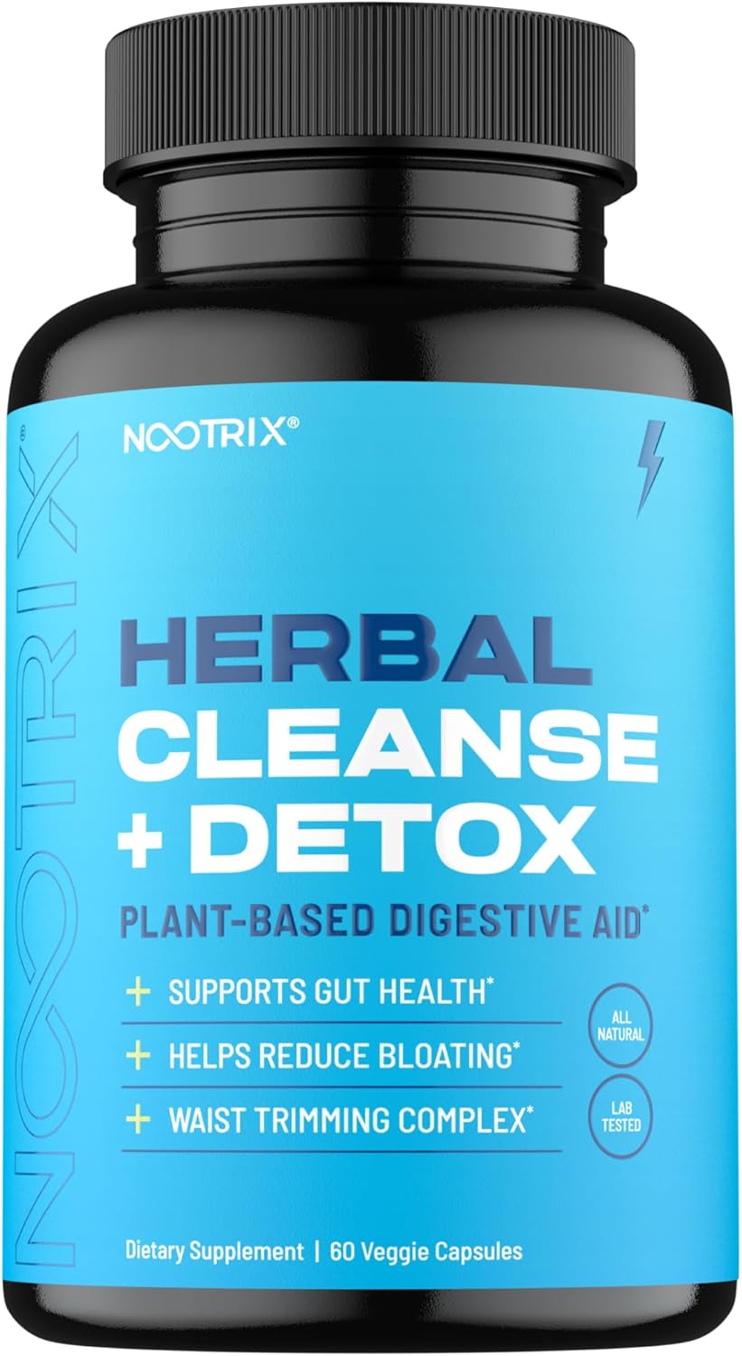 Herbal Cleanse + Detox | 15-Day Gut & Colon Cleanse With Milk Thistle | Supports Digestive Health & Bloating Relief | Weight Loss Product With Ginger Root, Apple Cider Vinegar | 60 Vegan Capsules