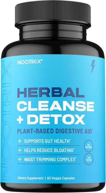 Herbal Cleanse + Detox | 15-Day Gut & Colon Cleanse With Milk Thistle | Supports Digestive Health & Bloating Relief | Weight Loss Product With Ginger Root, Apple Cider Vinegar | 60 Vegan Capsules