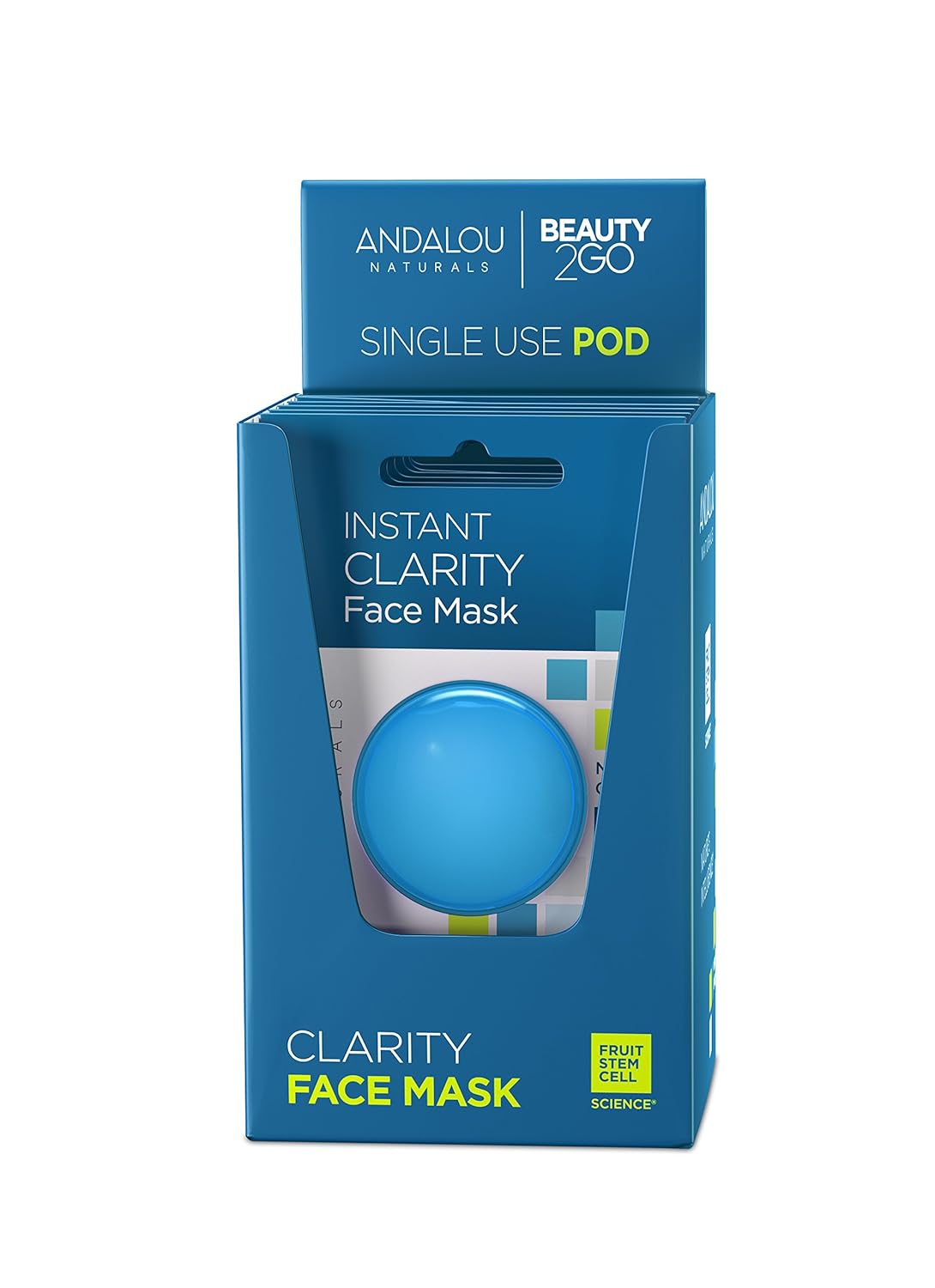 Andalou Naturals Instant Clarity Argan Oil & Blue Clay Mask Pod, Single Face Mask, 0.28 Ounce (Pack of 6)