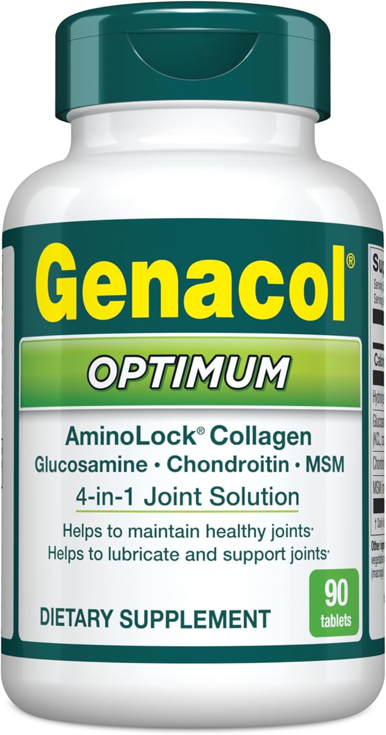 Genacol Optimum – Glucosamine, Chondroitin, Msm And Ultra-Hydrolyzed Collagen Tablets, Maintains Healthy Joints, Protects & Lubricate Cartilage, 90 Tablets (30-Day Supply)