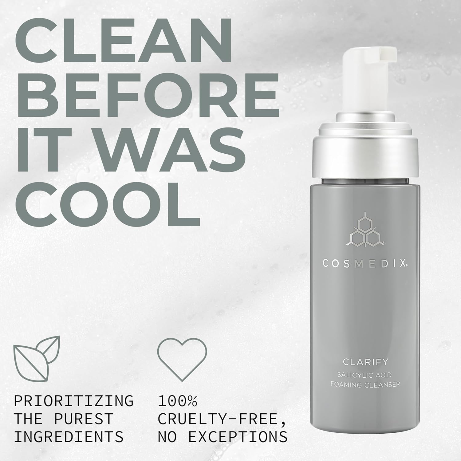 Cosmedix Clarify Salicylic Acid Foaming Face Wash For Women & Men - Exfoliating Facial Cleanser For Sensitive & Blemish-Prone Skin - Gentle Facewash With Aloe Vera For Glowing Skin, Gluten Free : Beauty & Personal Care