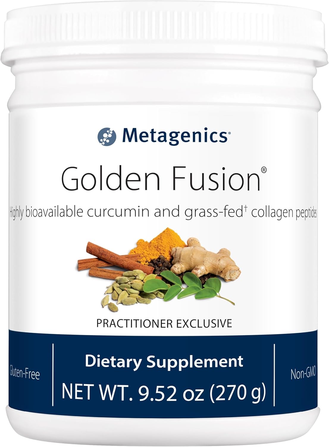 Metagenics Golden Fusion - Bioavailable Curcumin - Grass-Fed Collagen Peptides - With Black Pepper, Cardamom & Cinnamon Bark - Non-Gmo & Gluten Free - 30 Servings - 9.52 Oz