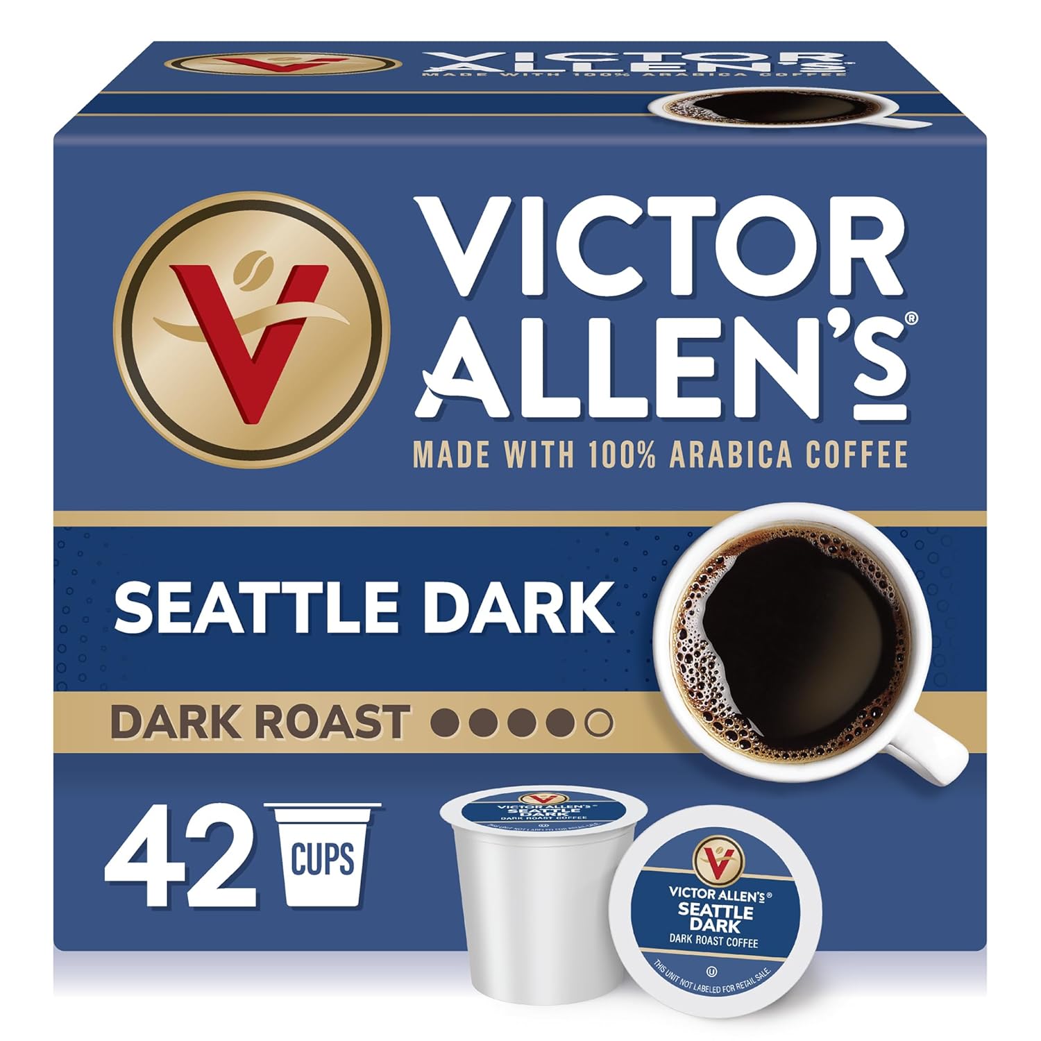 Victor Allen'S Coffee Seattle Dark, Dark Roast, 42 Count, Single Serve Coffee Pods For Keurig K-Cup Brewers