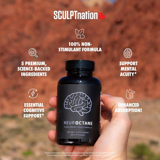 Sculpt Nation By V Shred Neuroctane Nootropic Brain Supplement For Concentration, Brain And Memory Support, Natural Energy And Focus Supplement - 60 Gluten-Free Capsules