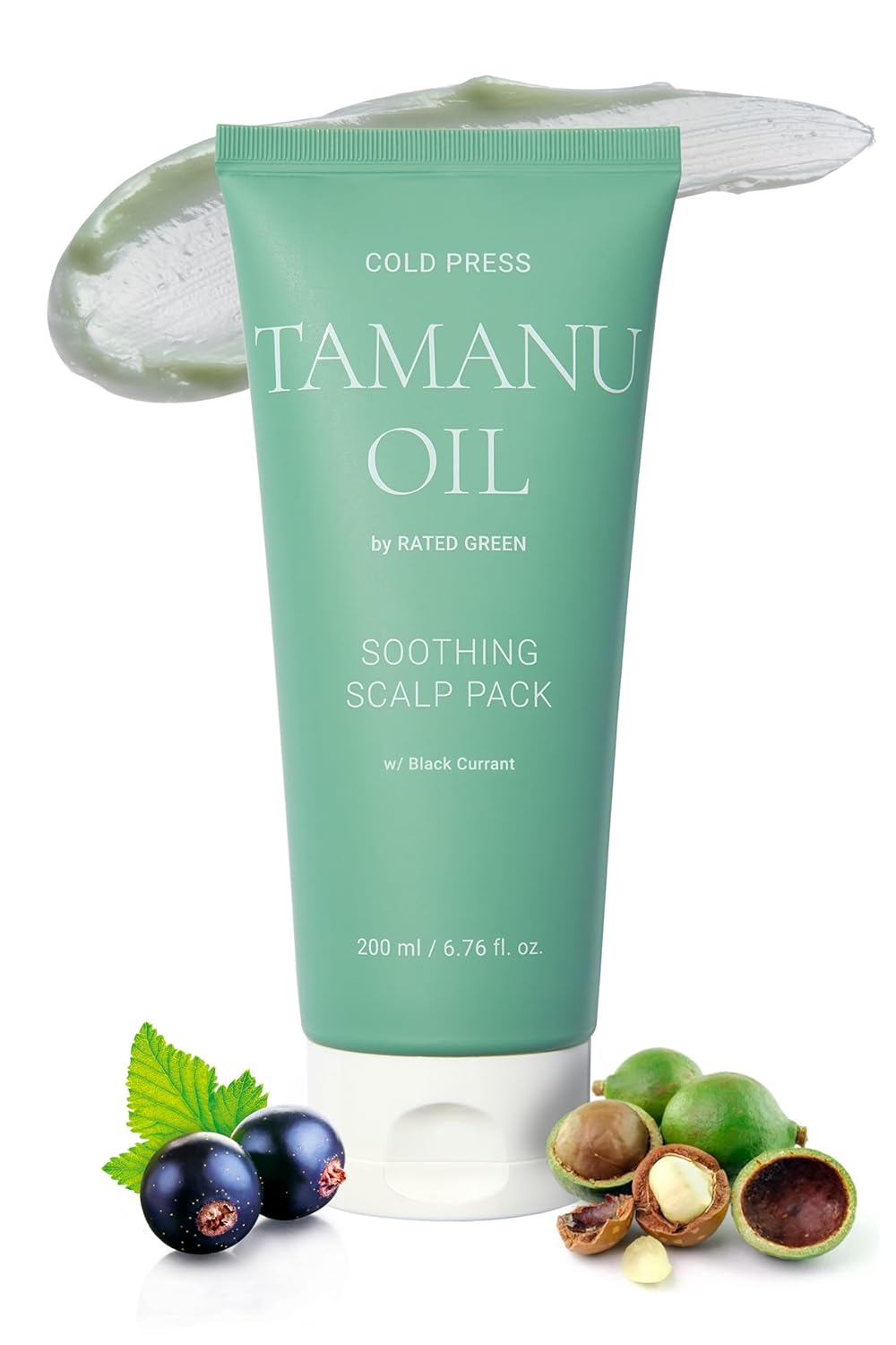 RATED GREEN Cold Press Tamanu Oil Soothing Scalp Pack w/ Black Currant | Korean Hair Care Hair Conditioning Mask | Deep Conditioning Hair Mask for Dry Damaged Hair (Pack of 1, 6.76 Fl. Oz)