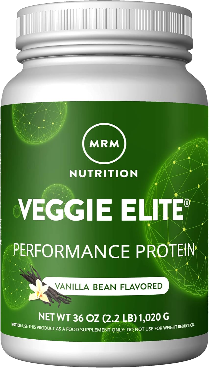 Mrm Nutrition Veggie Elite Performance Protein | Vanilla Bean Flavored| Plant-Based Protein| Easy To Digest | With Bcaas| Vegan + Gluten-Free | Clinically Tested| Digestive Enzymes | 30 Servings