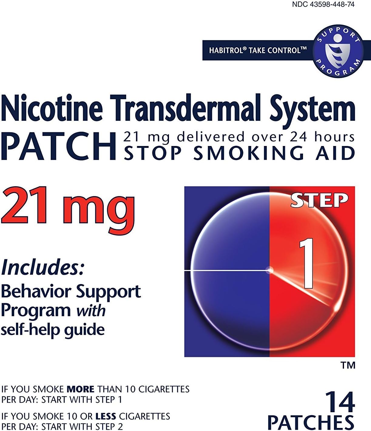 Habitrol Nicotine Transdermal System Stop Smoking Aid, Step 1 (21 mg), 14 Count (Pack of 1) : Health & Household