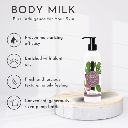 Durance Les Eternelles Moisturising Body Lotion 250Ml, Delicious Fig Scent - Intensive Moisturiser Enriched With Plant Oils - Fresh & Luscious Texture, No Oily Feeling