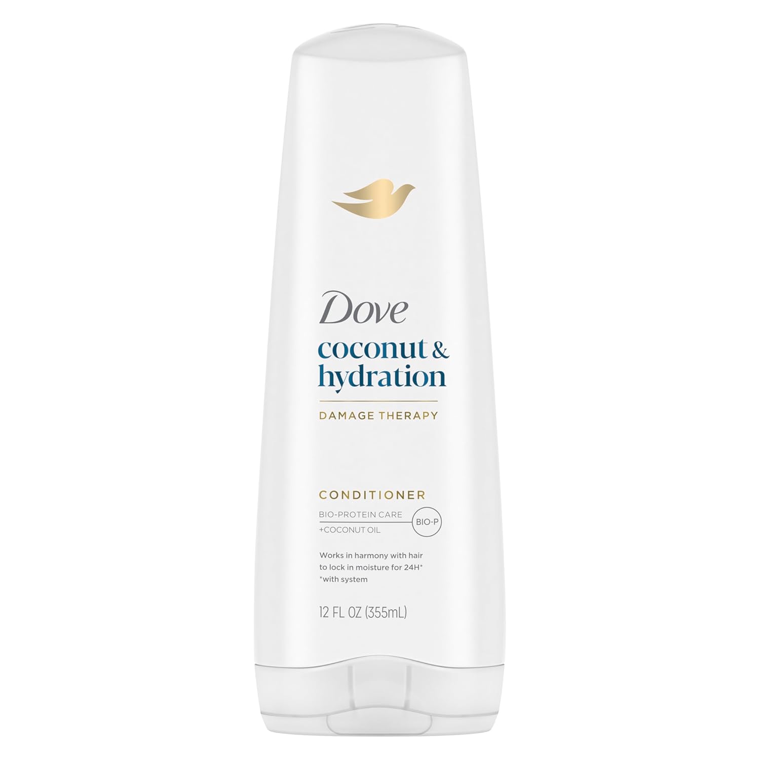 Dove Conditioner For Dry Hair, Coconut & Hydration Damage Therapy, 12 Fl Oz - Infused With Coconut Oil, Jojoba Oil & Sweet Almond Oil, 92% Natural Origin Formula, Nourishing, Moisturizing, Scented
