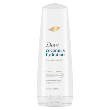 Dove Conditioner For Dry Hair, Coconut & Hydration Damage Therapy, 12 Fl Oz - Infused With Coconut Oil, Jojoba Oil & Sweet Almond Oil, 92% Natural Origin Formula, Nourishing, Moisturizing, Scented