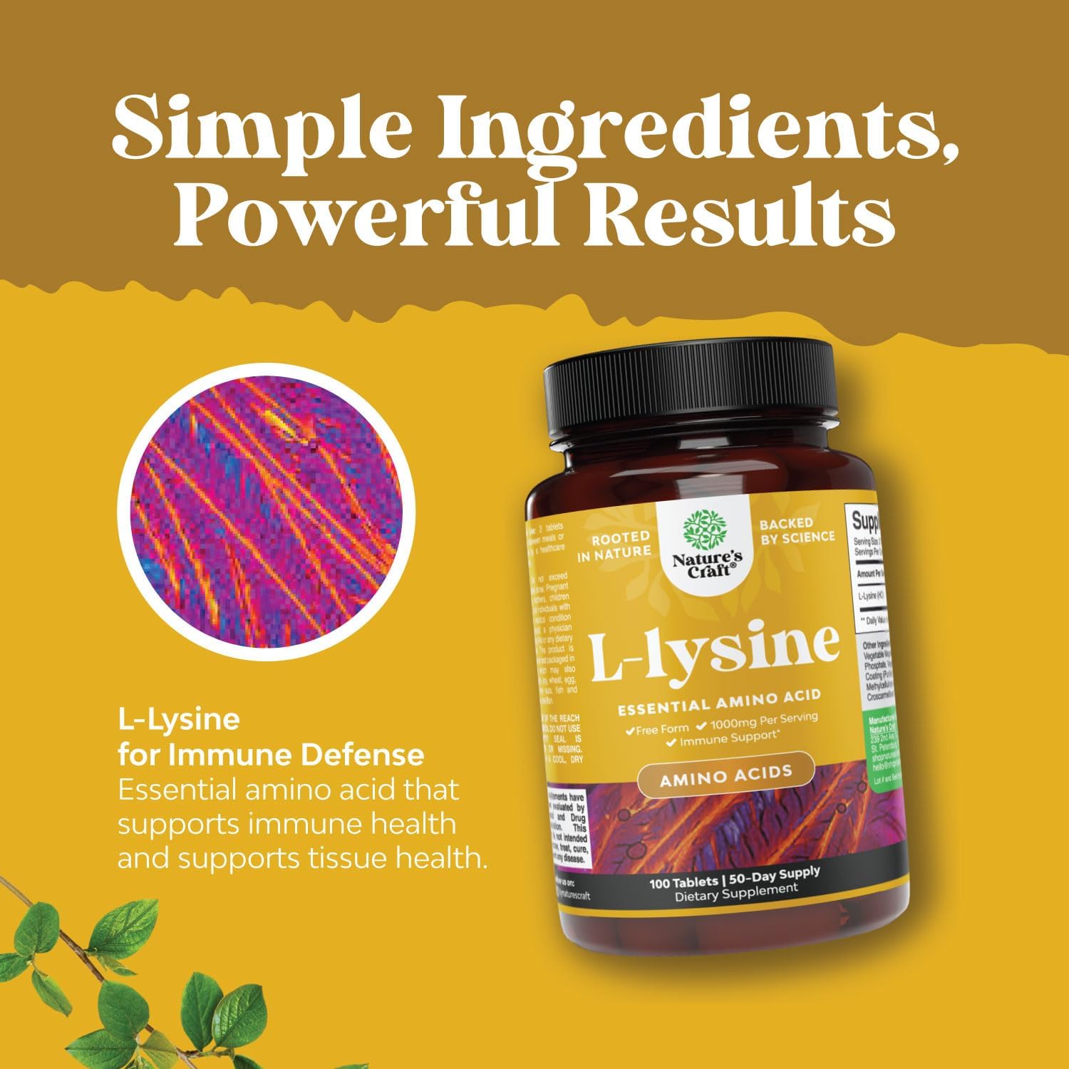 L Lysine 1000mg per serving Nutritional Supplements - L-lysine Essential Amino Acids for Eye Health Lip Care Bone Support Immune System Support Muscle Growth and Vegetarian Collagen - 100 Tablets : Health & Household