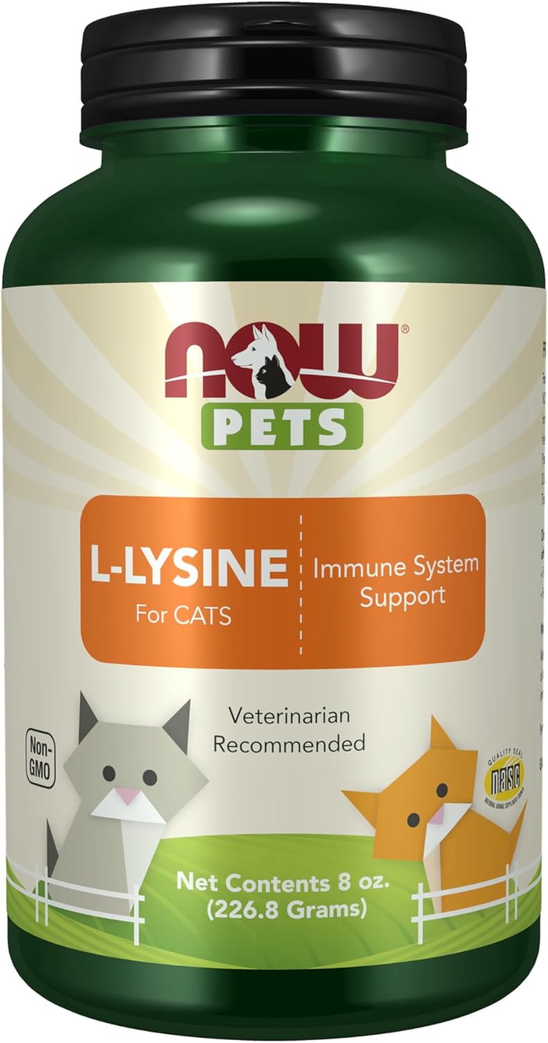 Now Foods Pet Health, L-Lysine Supplement, Powder, Formulated For Cats, Nasc Certified, 8-Ounce