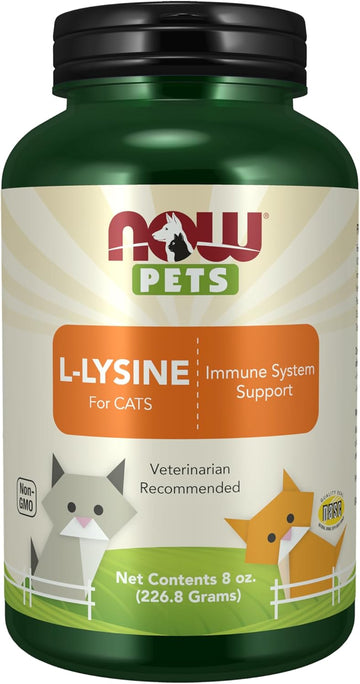 Now Foods Pet Health, L-Lysine Supplement, Powder, Formulated For Cats, Nasc Certified, 8-Ounce