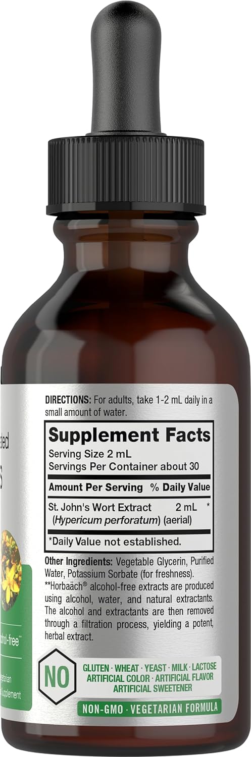 Horbäach St Johns Wort Tincture | 2 Oz | Alcohol Free | Vegetarian, Non-Gmo, Gluten Free Liquid Extract