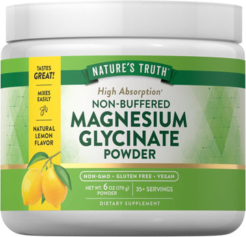 Nature'S Truth Magnesium Glycinate Powder | 6 Oz | Lemon Flavor | High Absorption | Vegan, Non-Gmo, Gluten Free Supplement