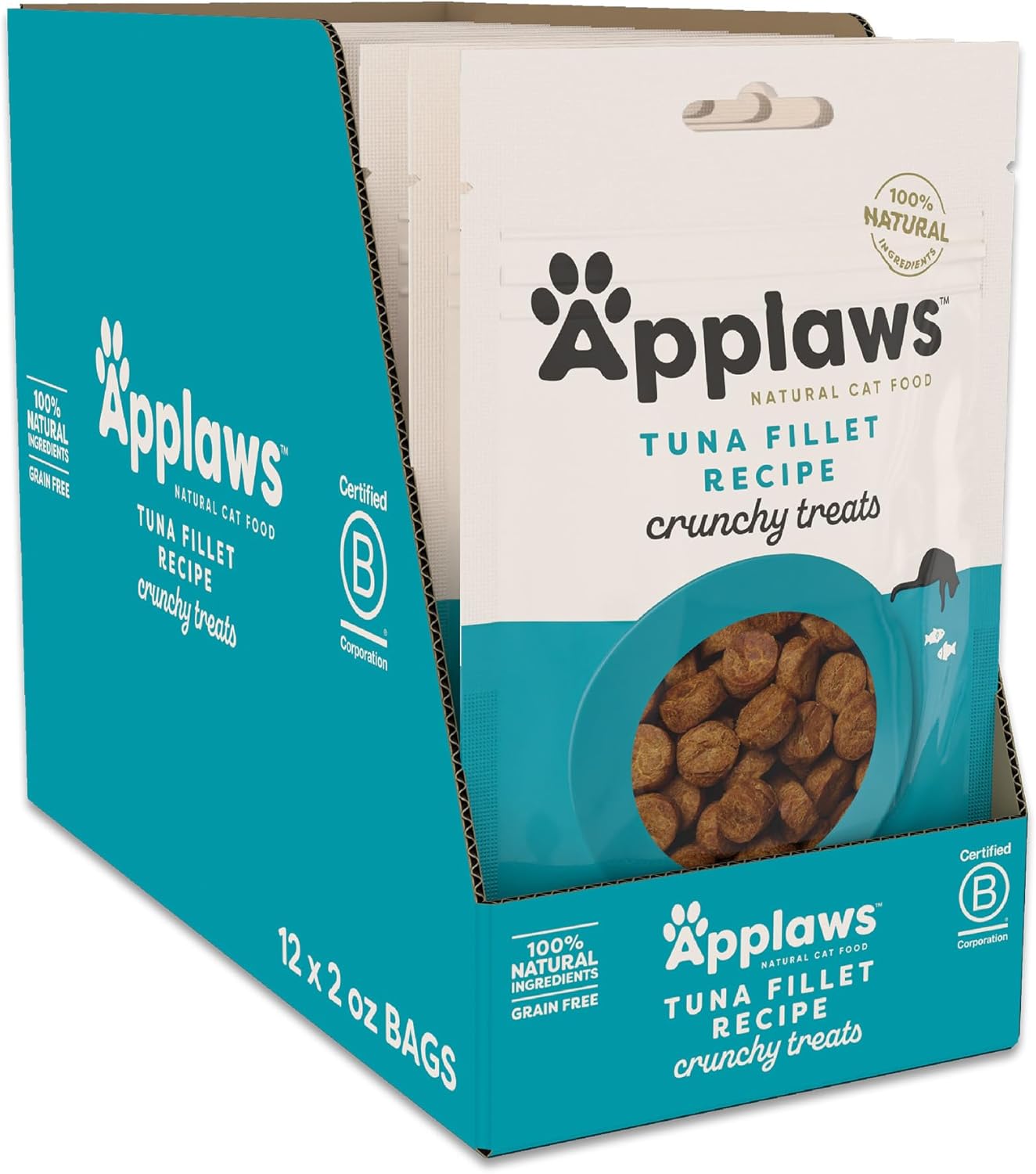 Applaws Natural Limited Ingredient Crunchy Cat Treats, High-Protein & Grain-Free Crunchy Chicken Snacks For Cats (12 X 2.0Oz Bags)