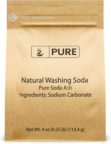 Pure Original Ingredients Natural Washing Soda (4 oz) Multipurpose Cleaner, Water Softener, Stain Remover