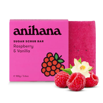 Anihana Sugar Scrub Soap Bar With Coconut Oil, Moisturizing, Gentle, Exfoliating Body Scrub, Refreshing Raspberry And Vanilla Scent, 3.6 Oz