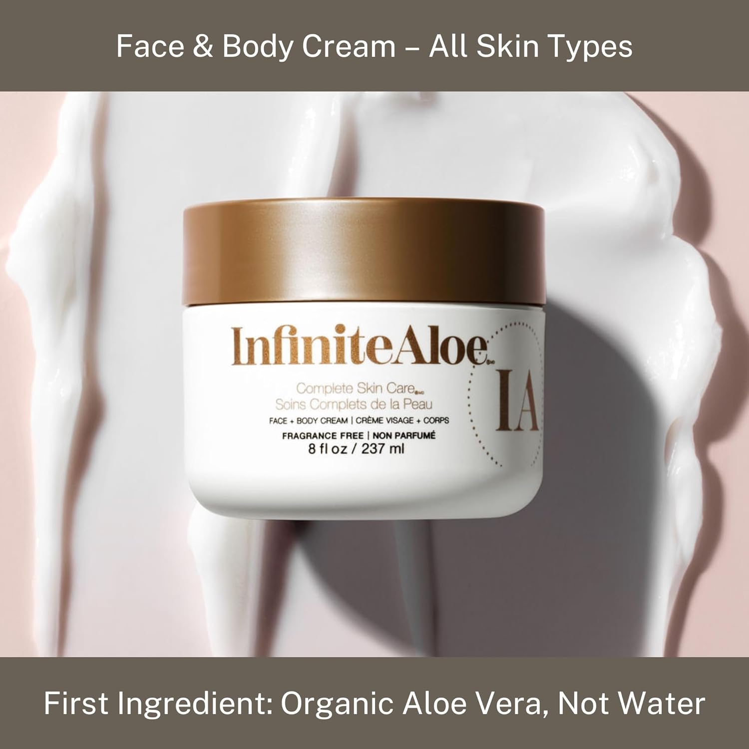 Infinitealoe Complete Skin Care, Aloe Vera Powered Face And Body Cream For All Skin Types, Dry Skin Everyday Hero, Original Scent - Large Jar 8 Oz & Travel Jar 0.5 Oz : Body Gels And Creams : Beauty & Personal Care