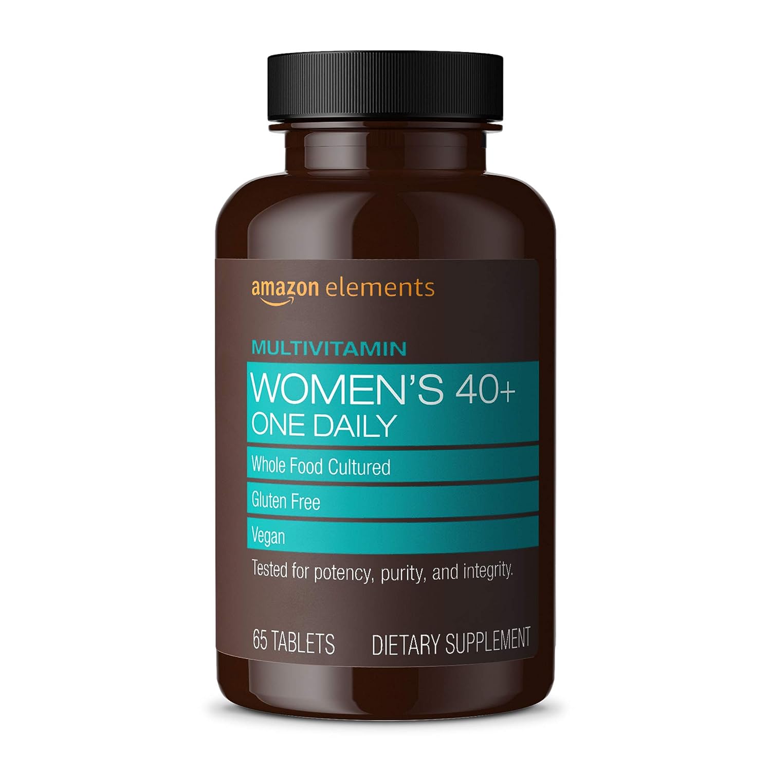 Amazon Elements Women 40+ One Daily Multivitamin, 66% Whole Food Cultured, Vegan, 65 Tablets, 2 Month Supply (Packaging May Vary)