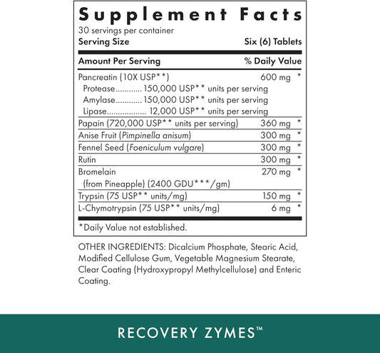 MICHAEL'S Health Naturopathic Programs Recovery Zymes - 180 Enteric Coated pH Stable Tablets - Proteolytic Enzyme Supplement - Supports Natural Inflammatory Response - 30 Servings