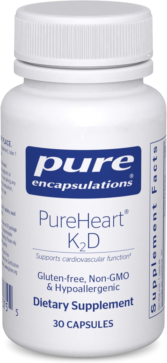 Pure Encapsulations Pureheart K2D - Heart Health Supplement* - With Vitamin K2 & D3 - Cholecalciferol Vitamin D & Mk-7 - Non-Gmo & Vegetarian - 30 Capsules