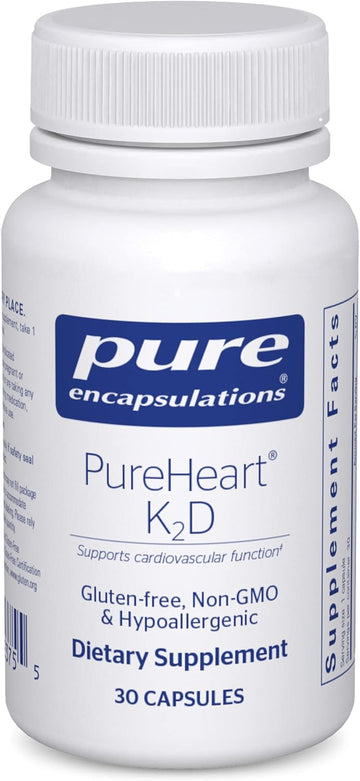 Pure Encapsulations Pureheart K2D - Heart Health Supplement* - With Vitamin K2 & D3 - Cholecalciferol Vitamin D & Mk-7 - Non-Gmo & Vegetarian - 30 Capsules